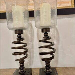 Elegant Spiral Candle Holders - Bronze